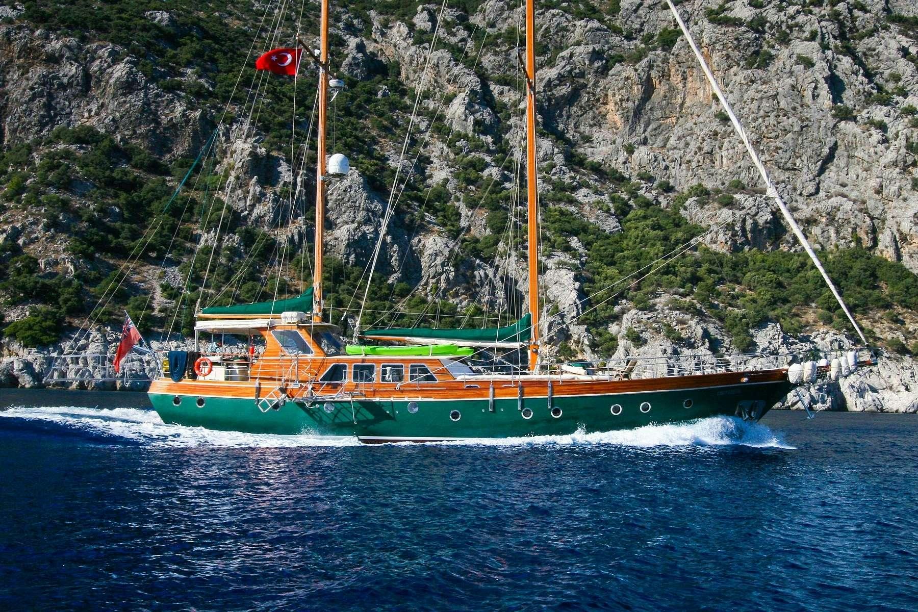 a boat on the water aboard LADY FREYA Yacht for Charter
