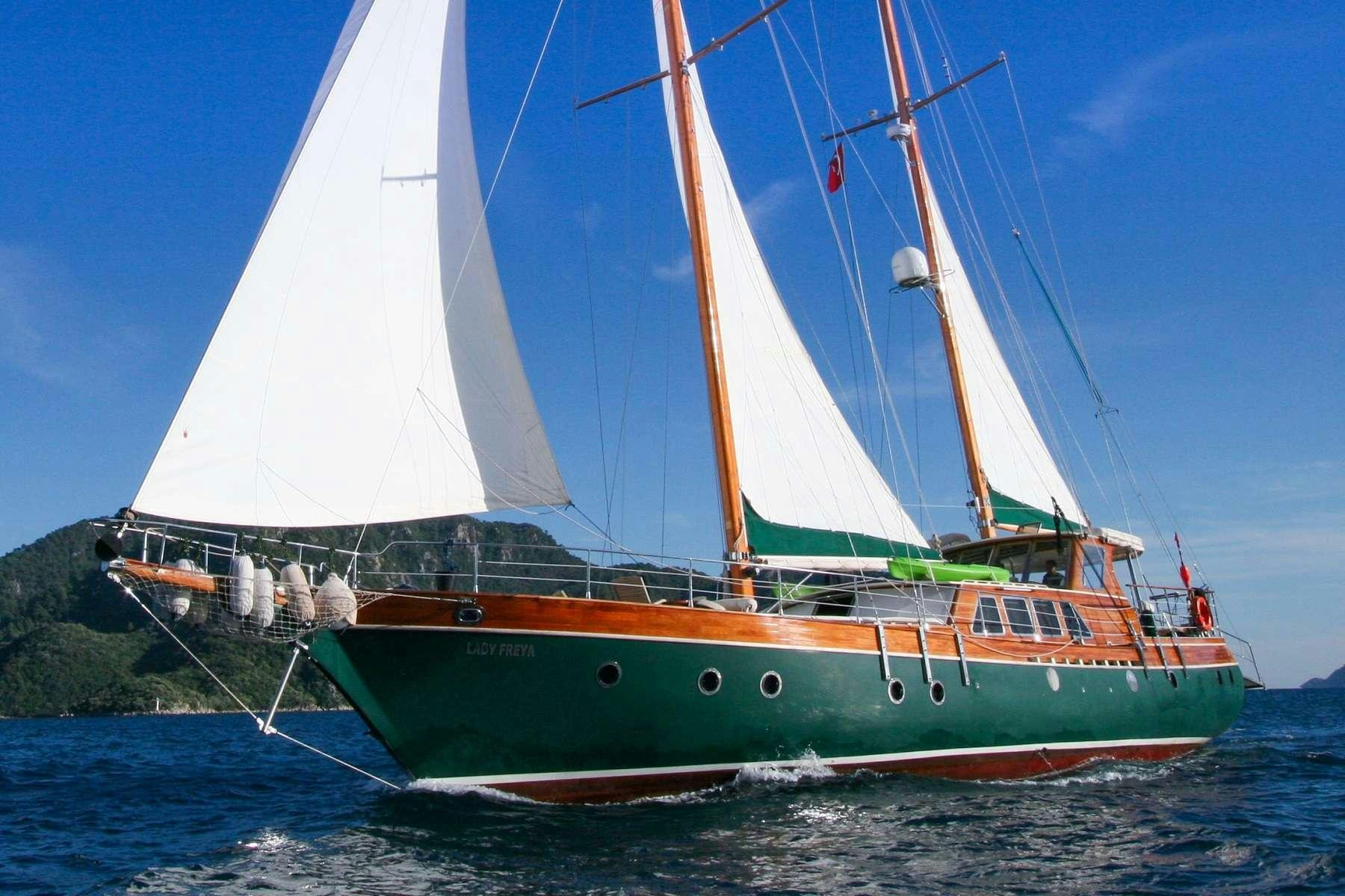 a boat on the water aboard LADY FREYA Yacht for Charter