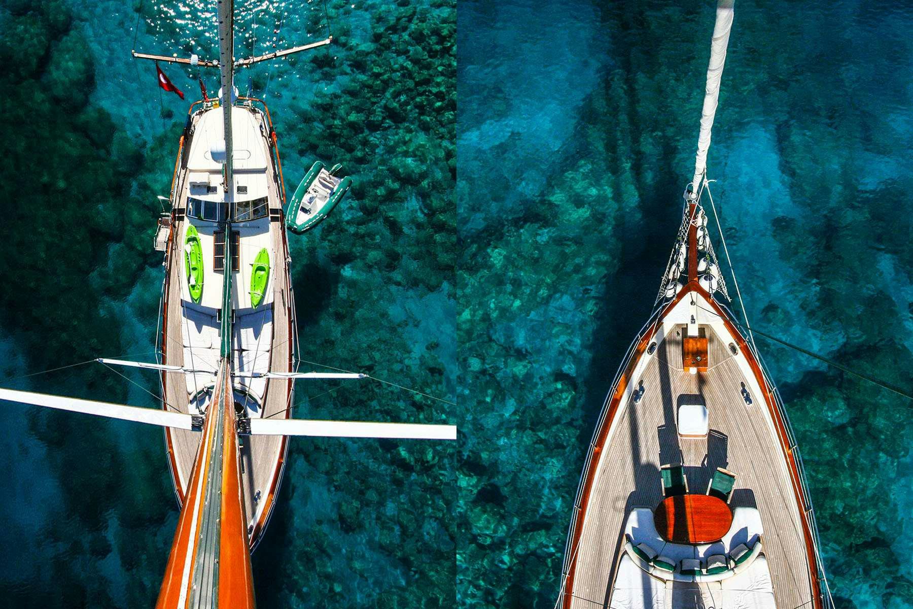 a rocket ship in the water aboard LADY FREYA Yacht for Charter