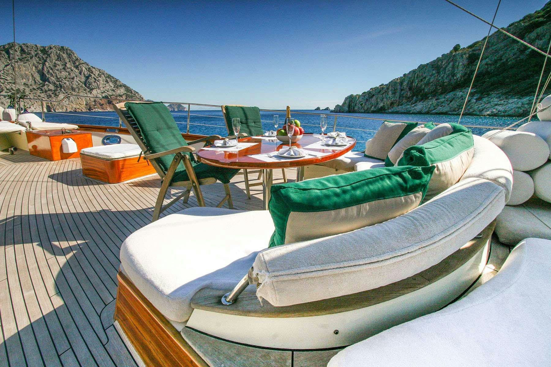 a boat on the water aboard LADY FREYA Yacht for Charter