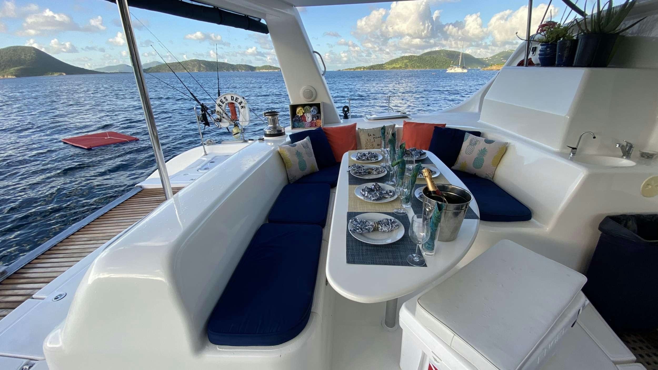 a boat on the water aboard YES DEAR Yacht for Charter