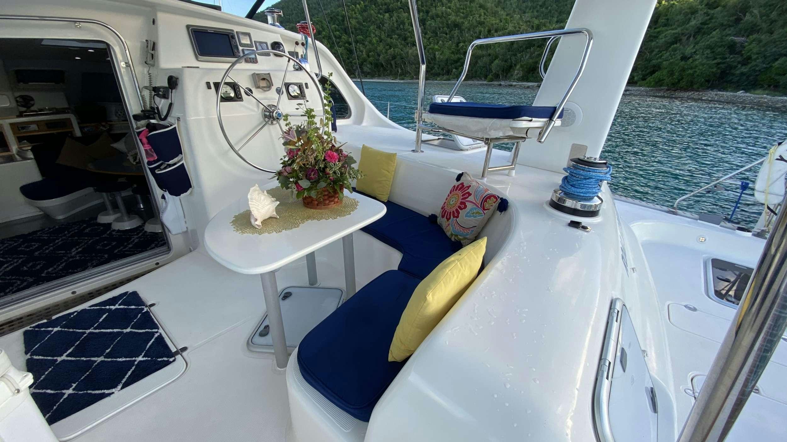 a boat with a banana on the front aboard YES DEAR Yacht for Charter