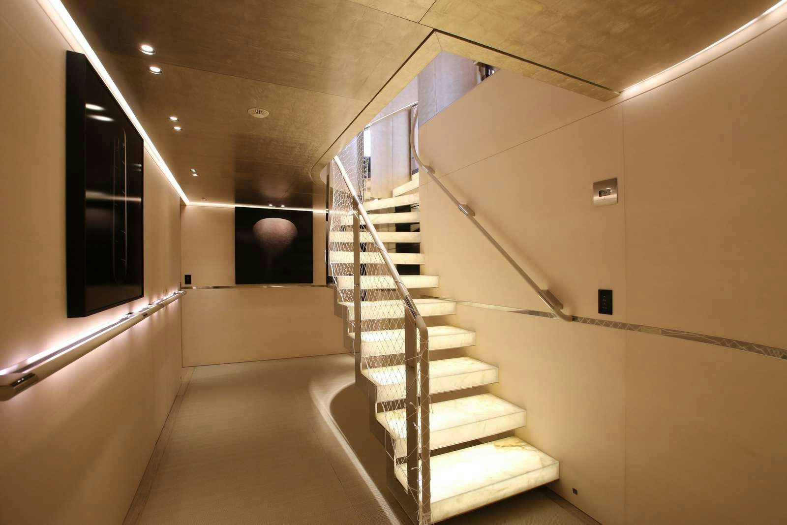 a staircase in a building aboard ASLEC 4 Yacht for Charter