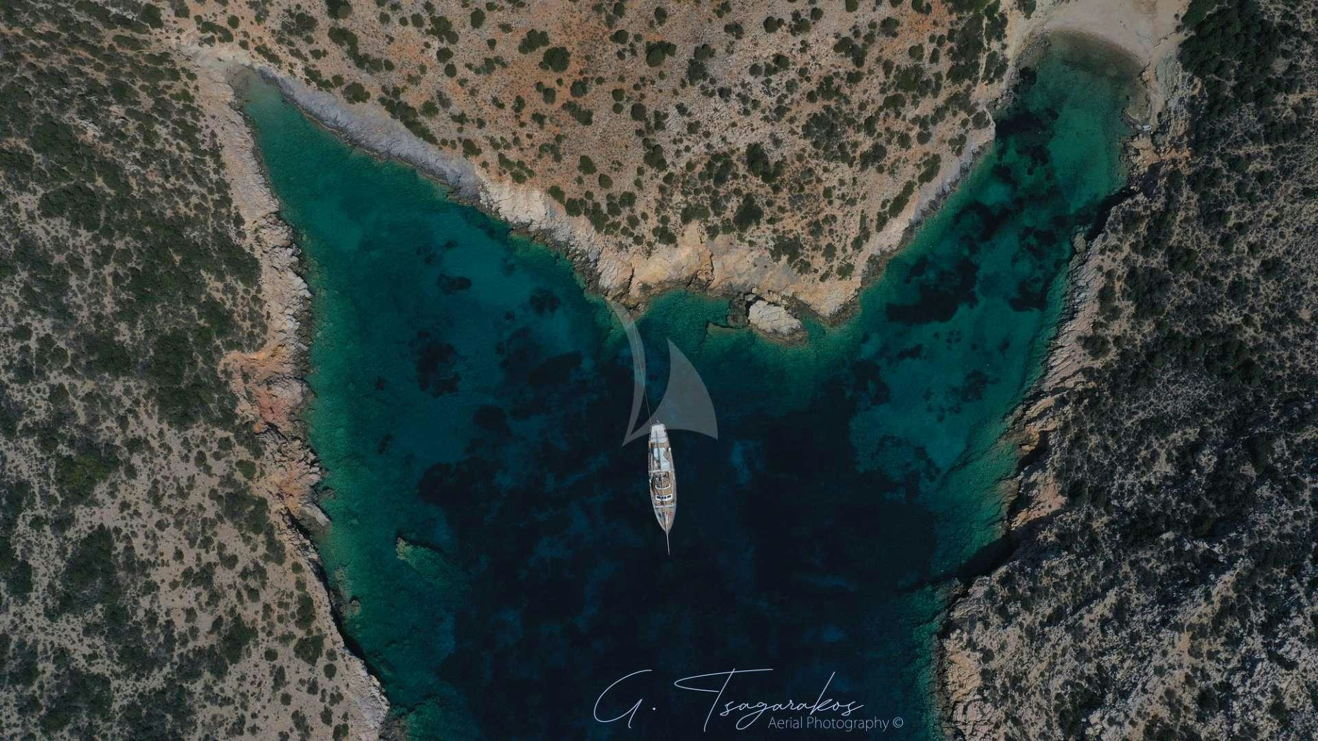 a view of a land with water and land aboard ALTHEA Yacht for Charter