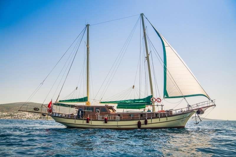 a sailboat on the water aboard GOLDEN PRINCESS Yacht for Charter