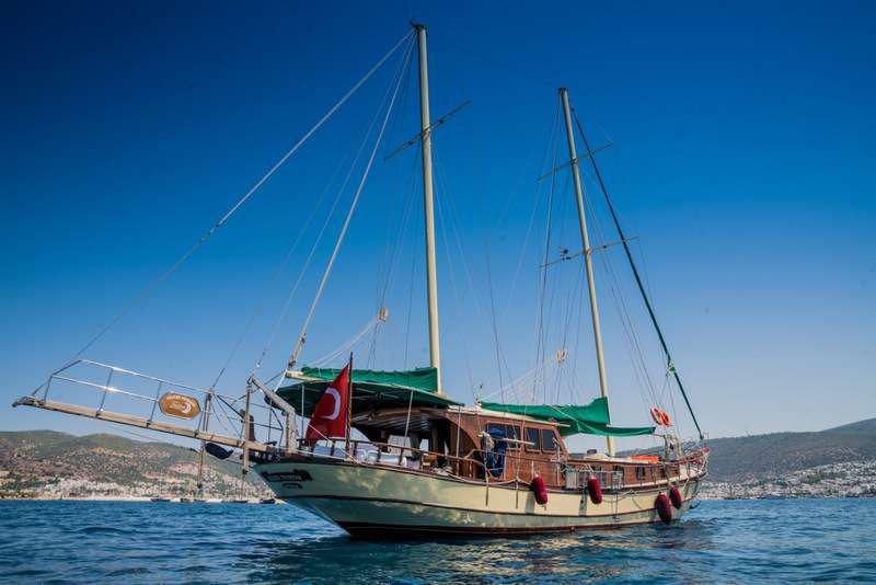 a boat on the water aboard GOLDEN PRINCESS Yacht for Charter