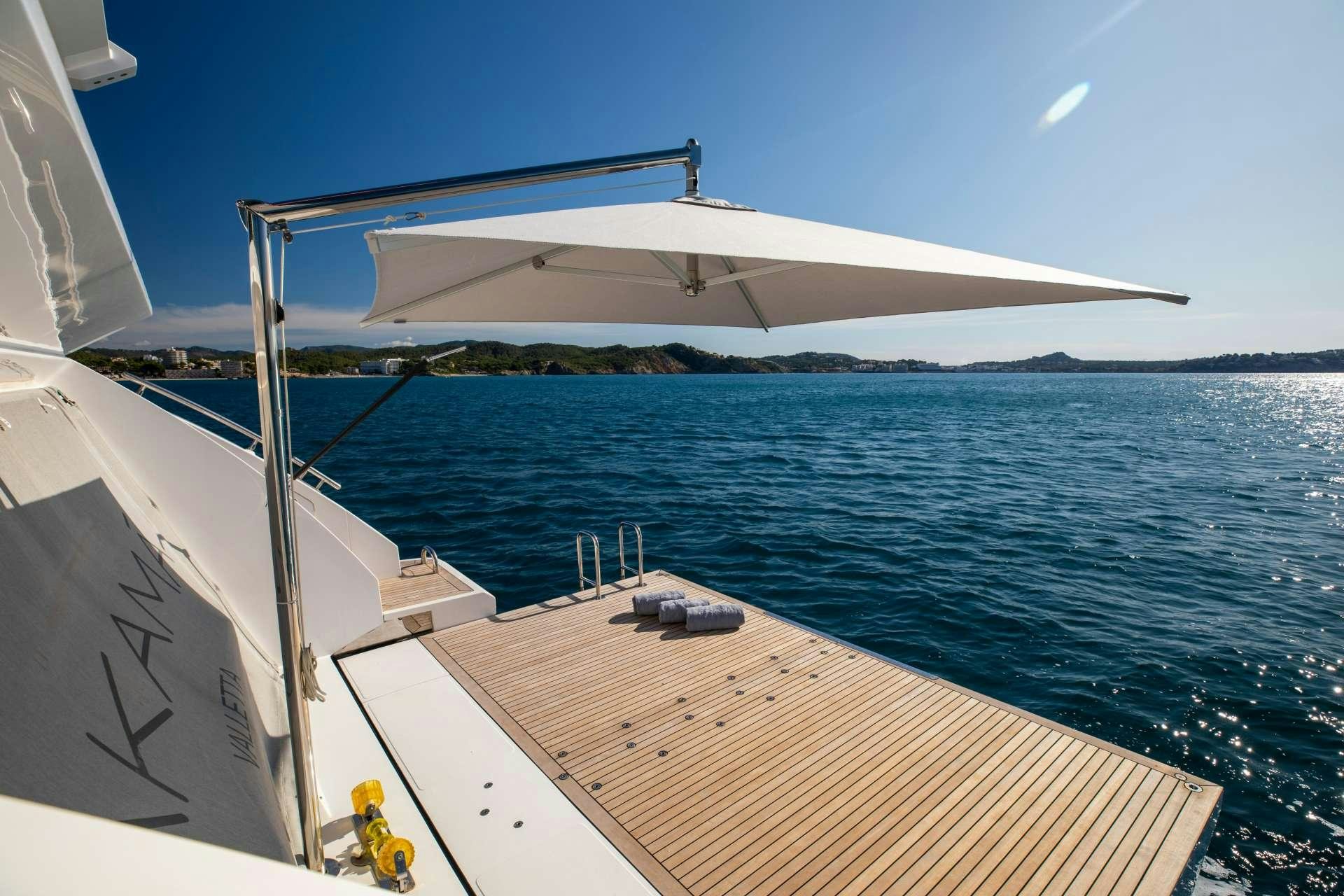 a boat on the water aboard AKAMA Yacht for Charter