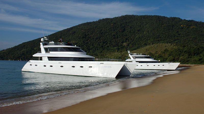 a boat on a beach aboard ATLANTIS II Yacht for Charter