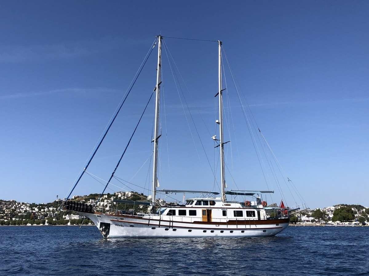 a boat on the water aboard RIGEL Yacht for Charter