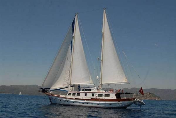 a sailboat on the water aboard RIGEL Yacht for Charter