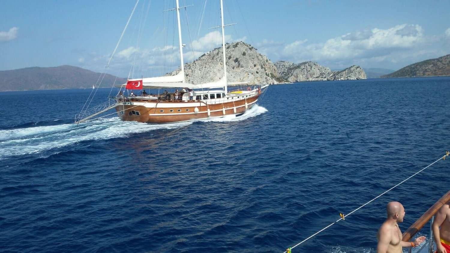 a boat on the water aboard Cagan Yacht for Charter
