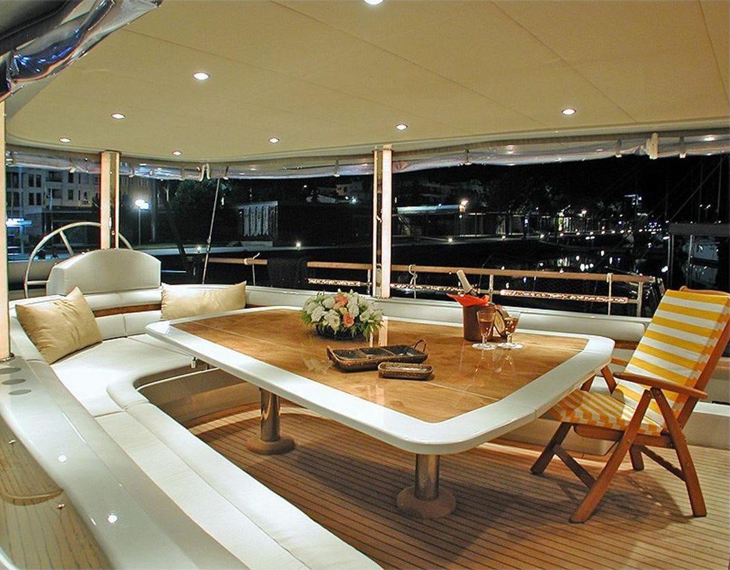 a room with a table and chairs aboard SUHEYLA Yacht for Charter