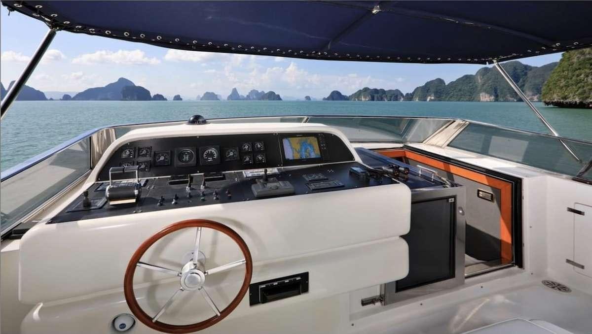 the inside of a car aboard DEMAREST Yacht for Charter