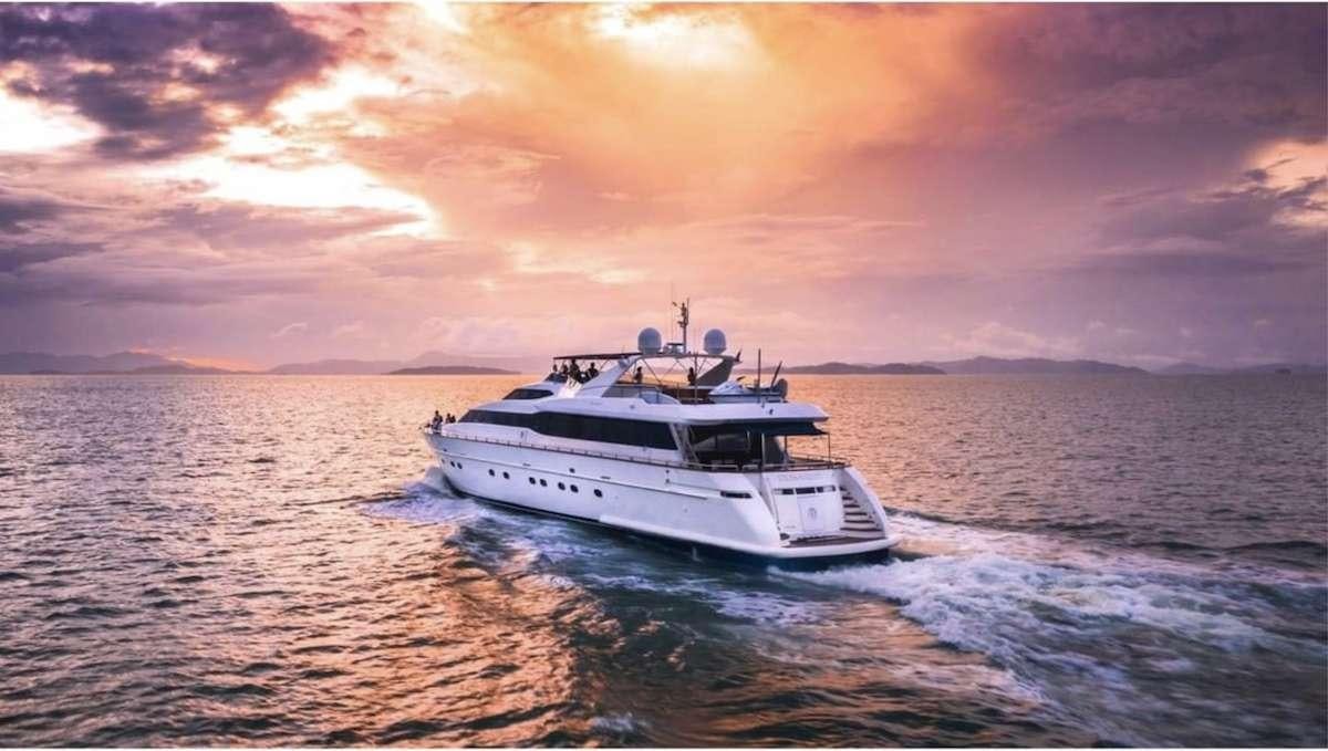 a boat in the water aboard DEMAREST Yacht for Charter