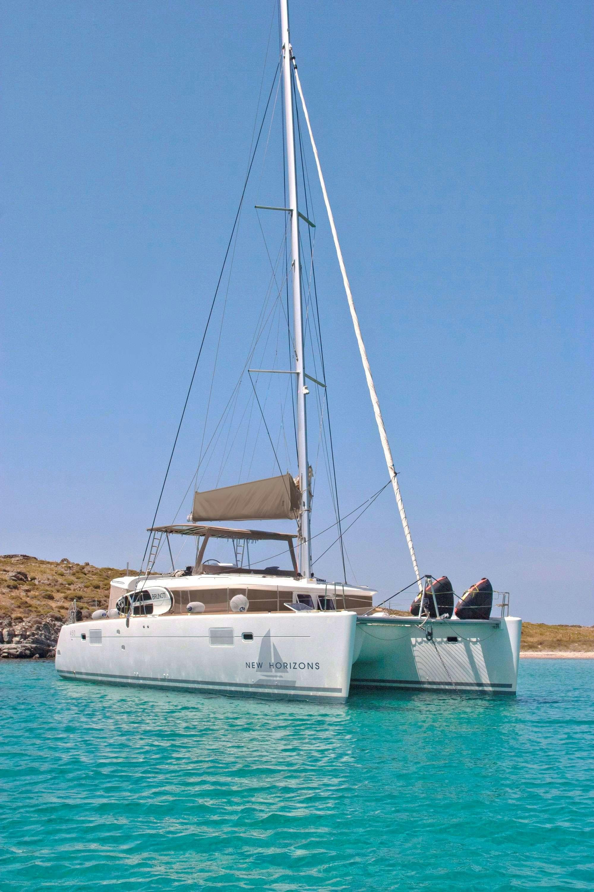 a boat on the water aboard NEW HORIZONS Yacht for Charter