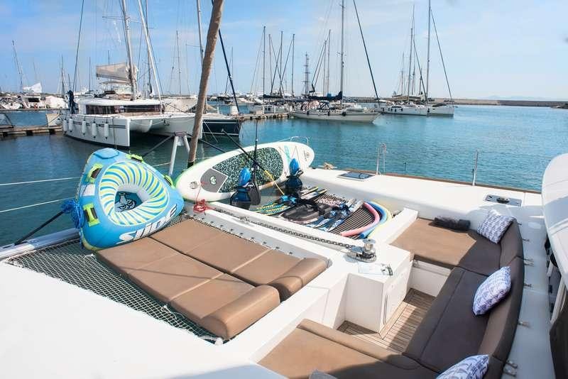 a boat on the water aboard NEW HORIZONS Yacht for Charter