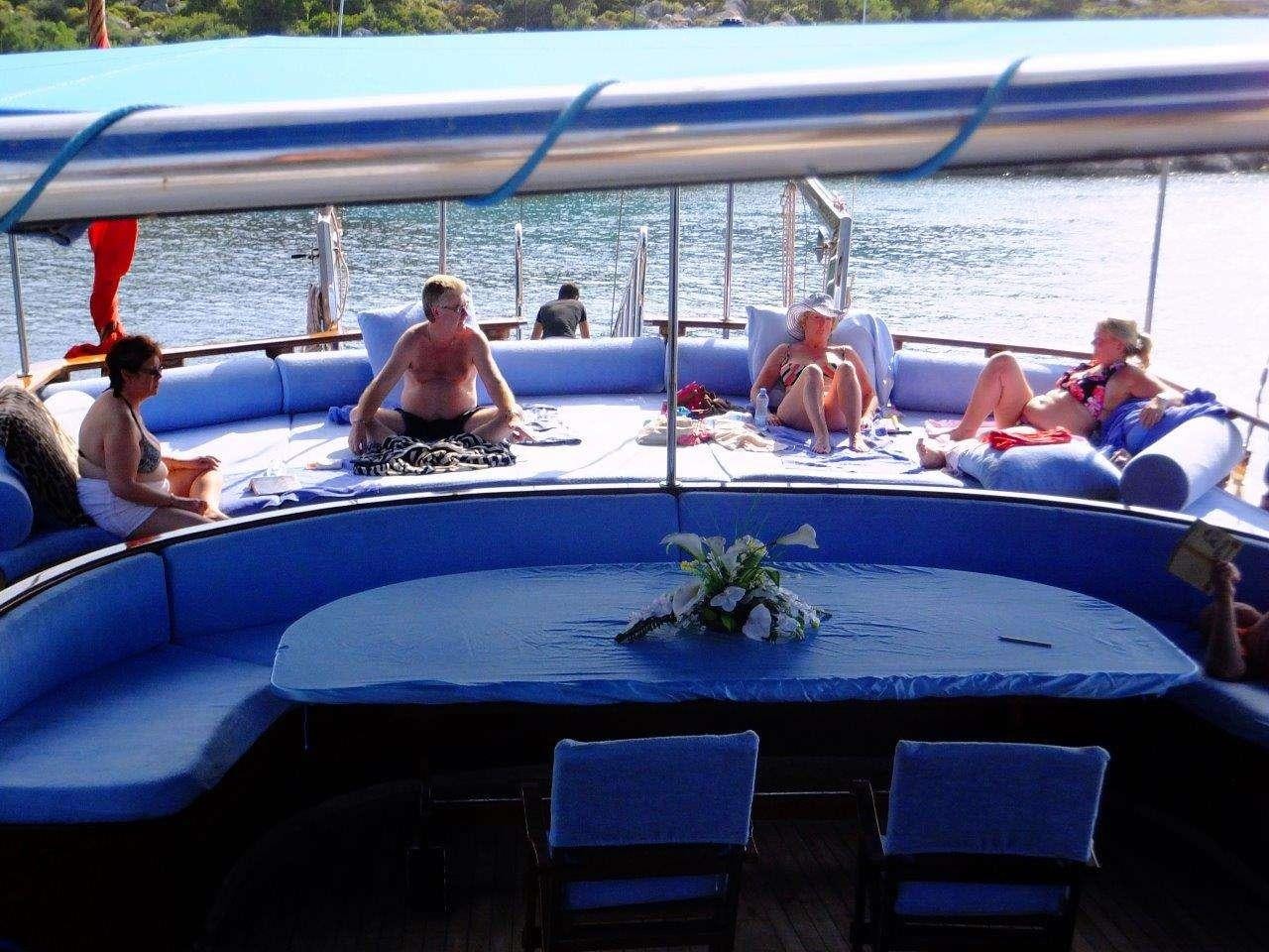 people sitting on a boat aboard SEMERCIOGLU IV Yacht for Charter
