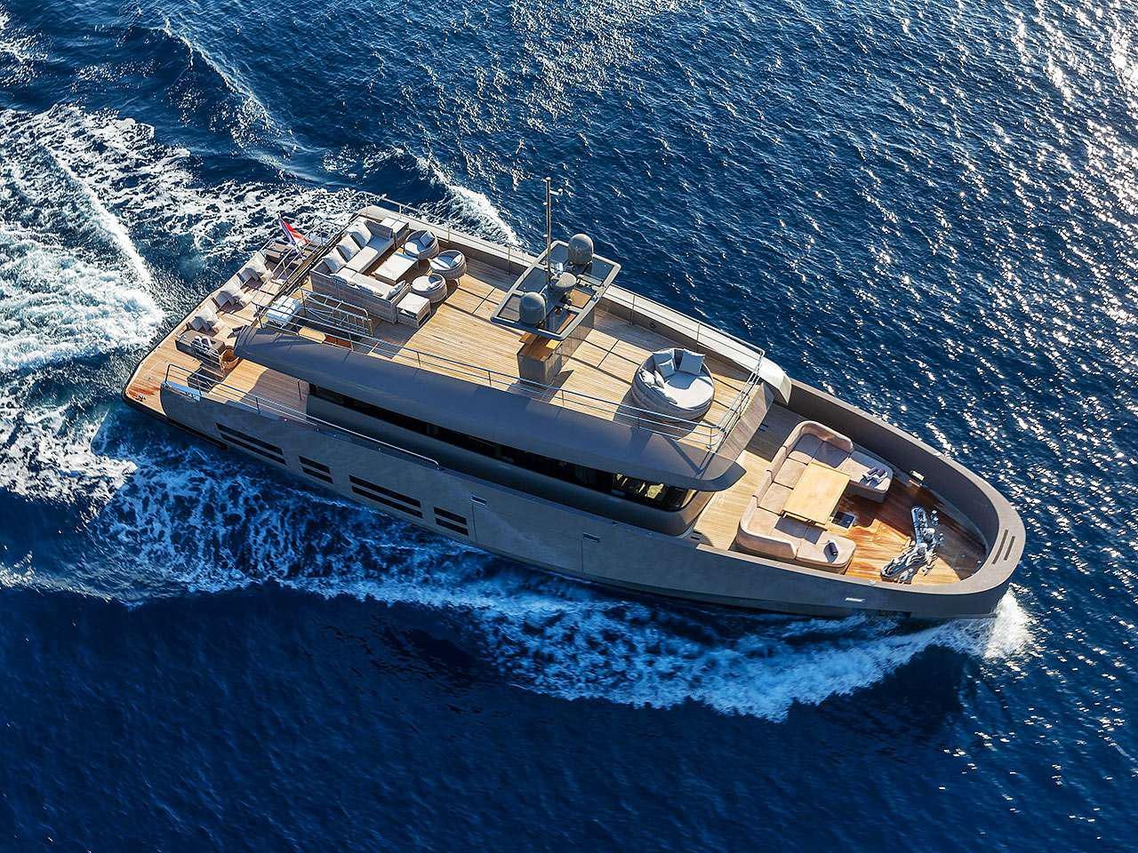 a ship in the ocean aboard KOKONUT'S WALLY Yacht for Charter