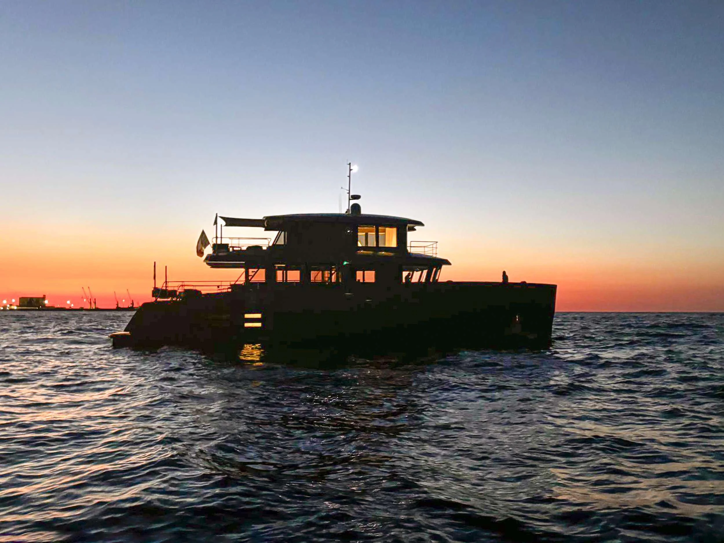 a boat in the water aboard KOKONUT'S WALLY Yacht for Charter