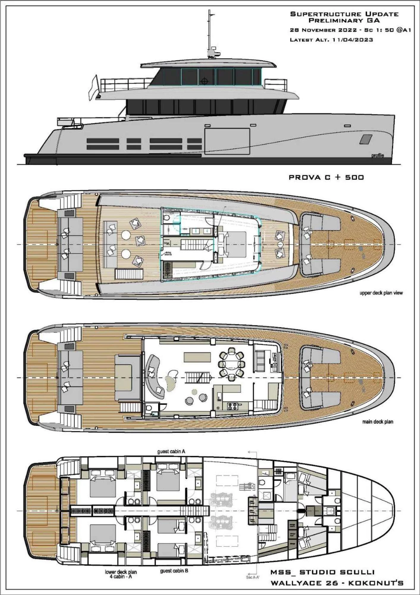 diagram, engineering drawing aboard KOKONUT'S WALLY Yacht for Charter