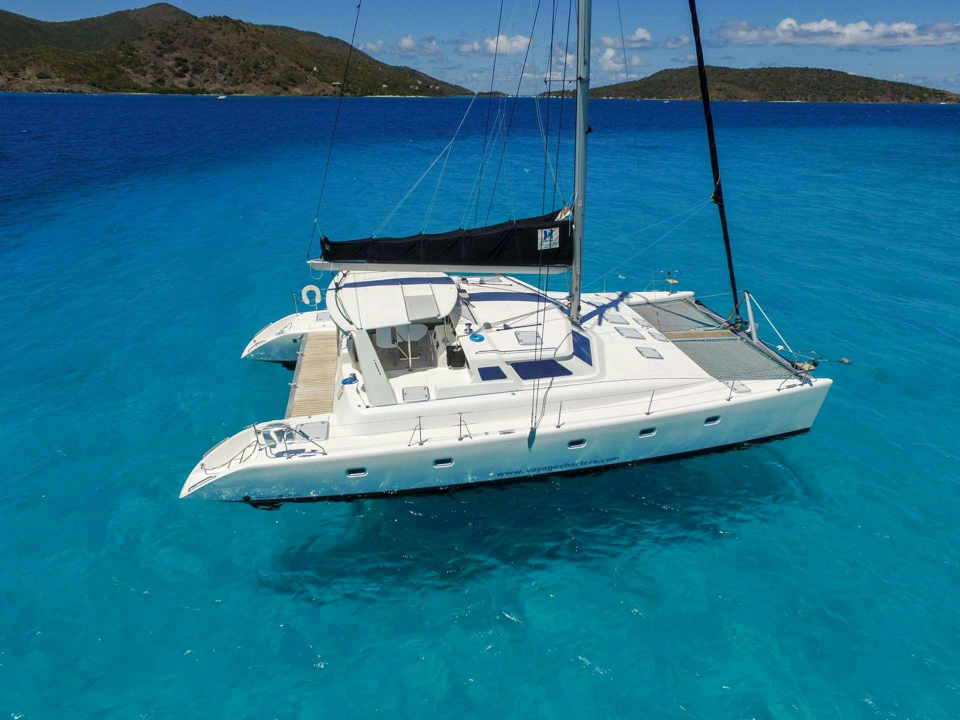 a boat in the water aboard VOYAGE 500 Yacht for Charter