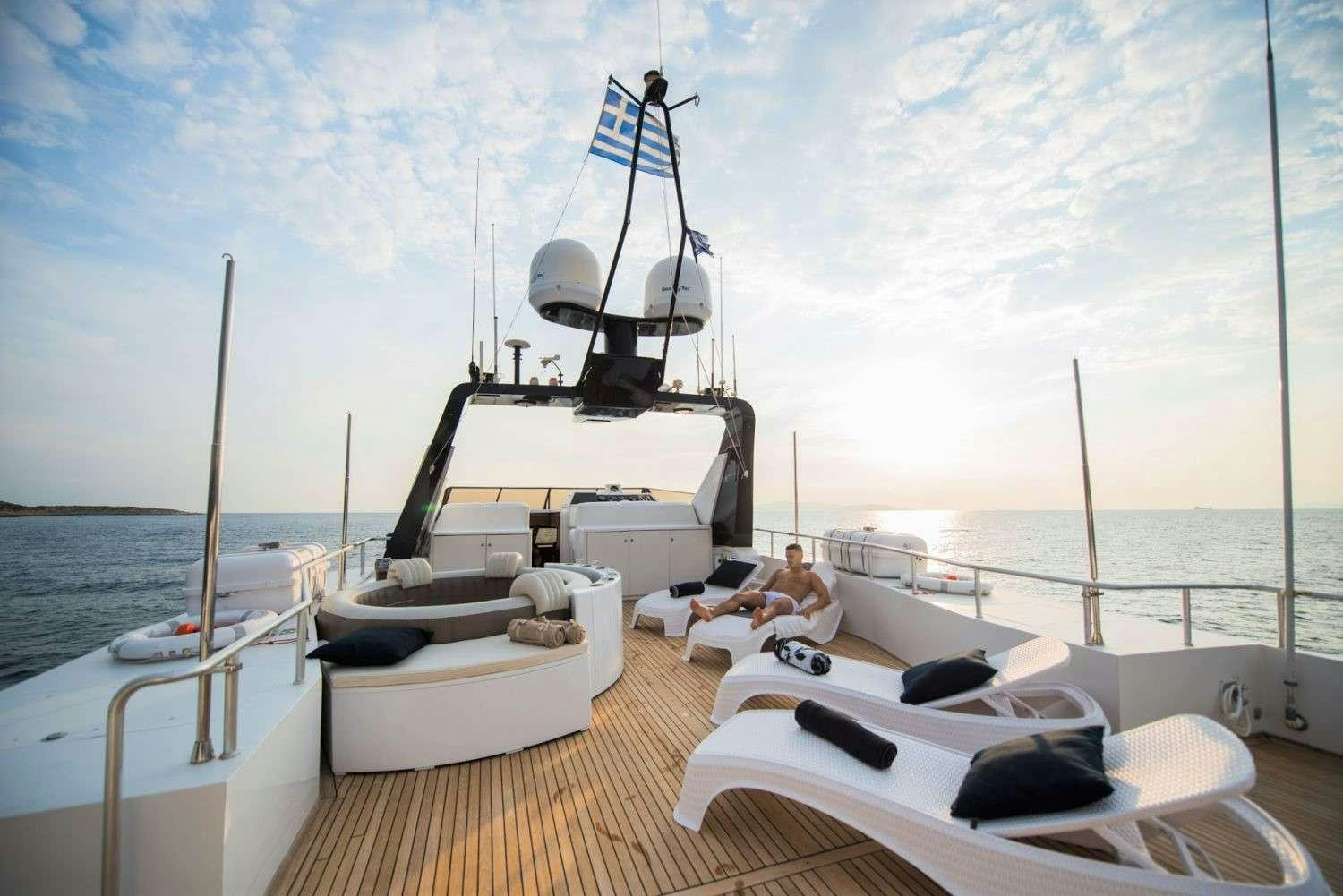 a boat on the water aboard LADY RINA Yacht for Charter