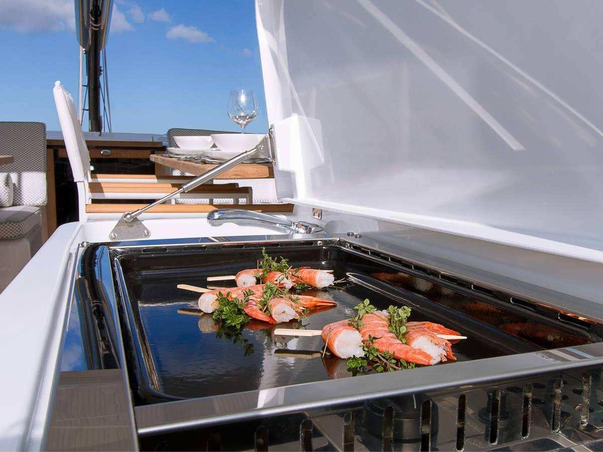 sushi on a tray aboard ALIZEE Yacht for Charter