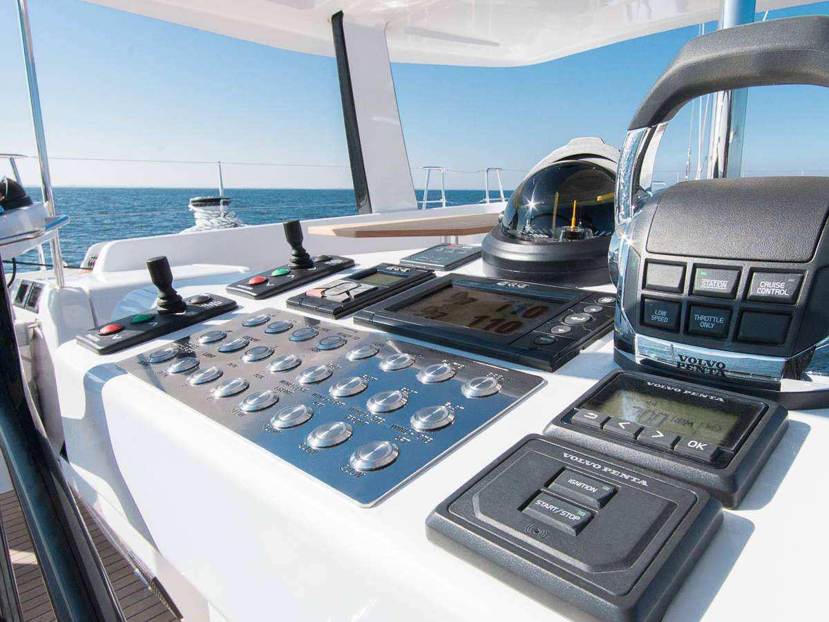 the cockpit of a plane aboard ALIZEE Yacht for Charter
