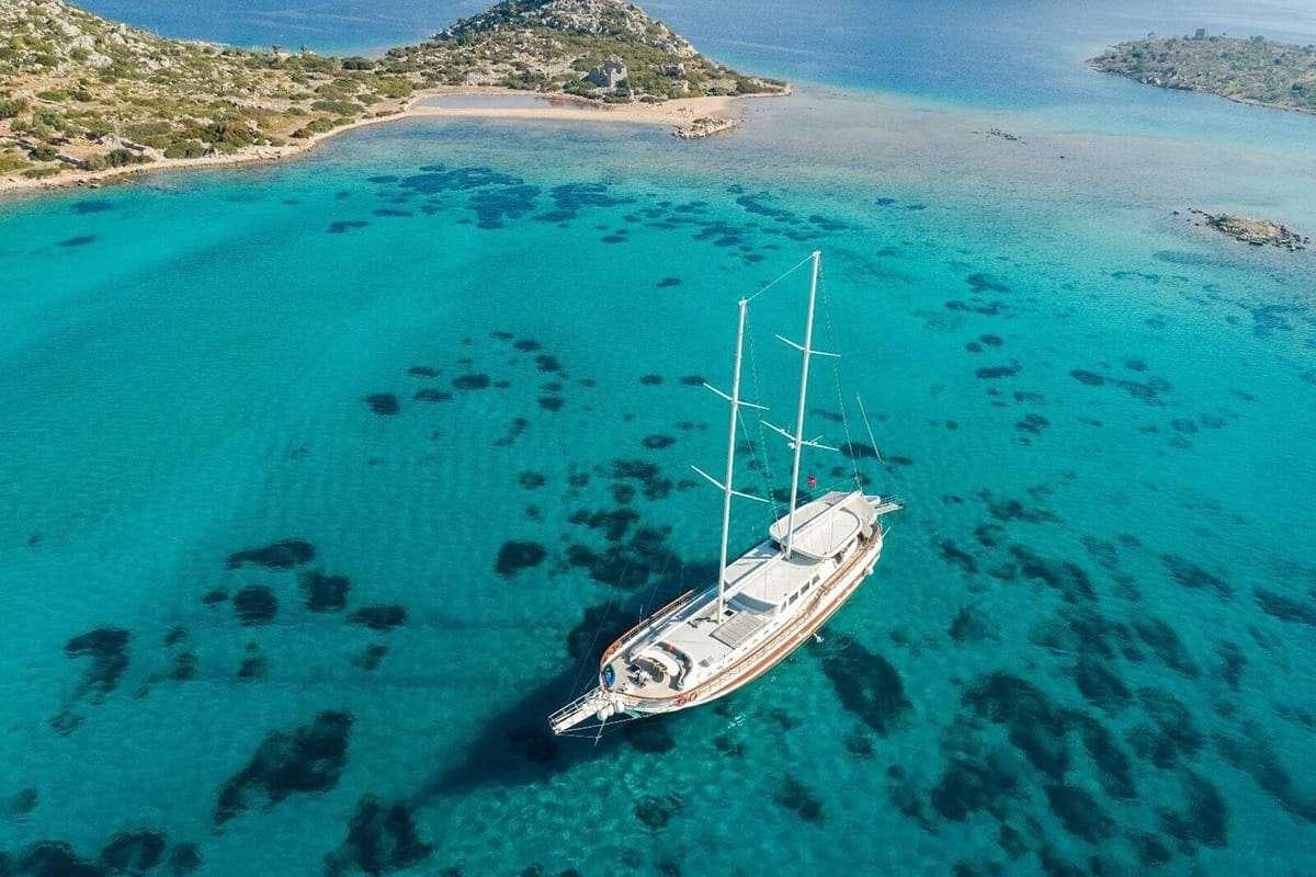 a boat in the water aboard VISTA MARE Yacht for Charter