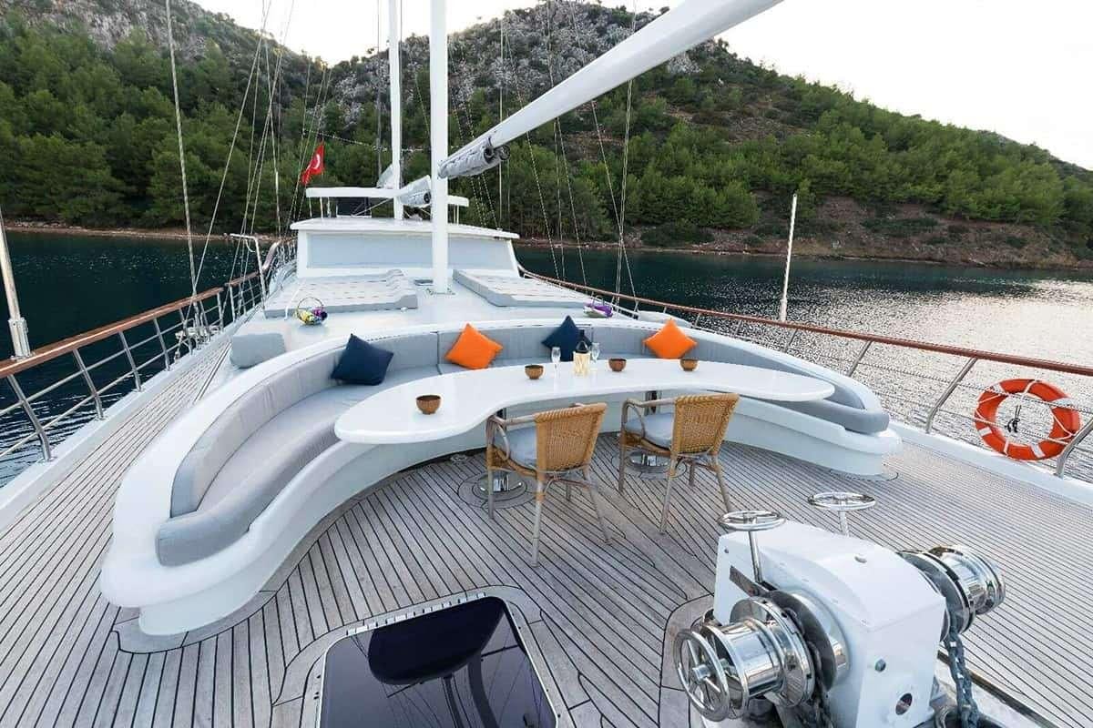 a boat on the water aboard VISTA MARE Yacht for Charter
