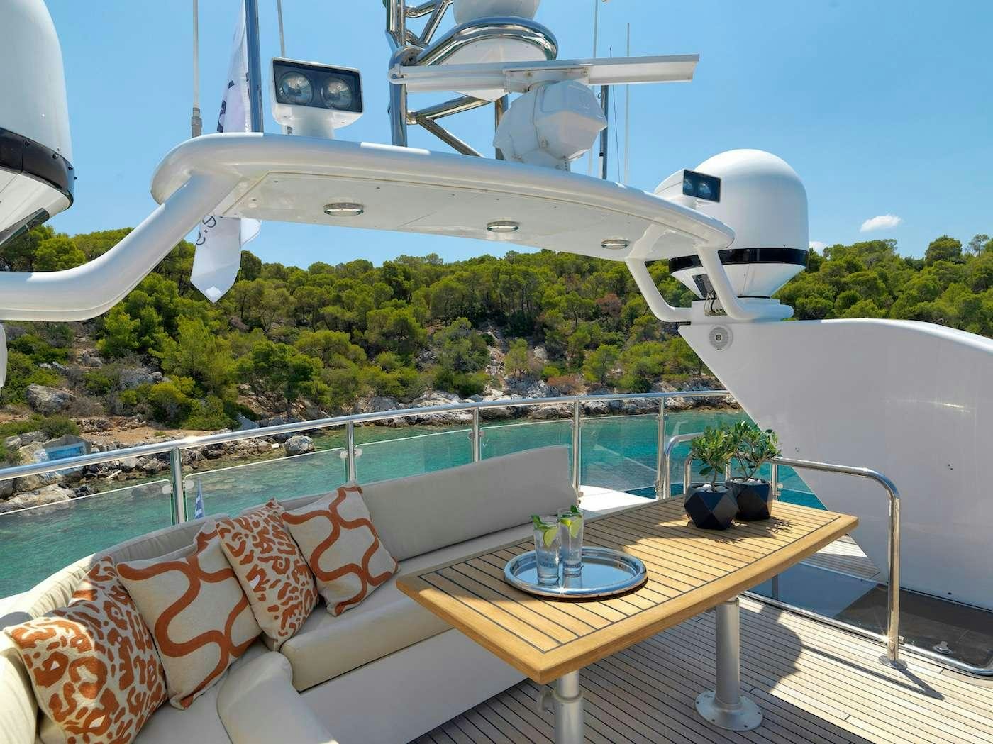 a white satellite dish on a table aboard IDYLLE Yacht for Charter
