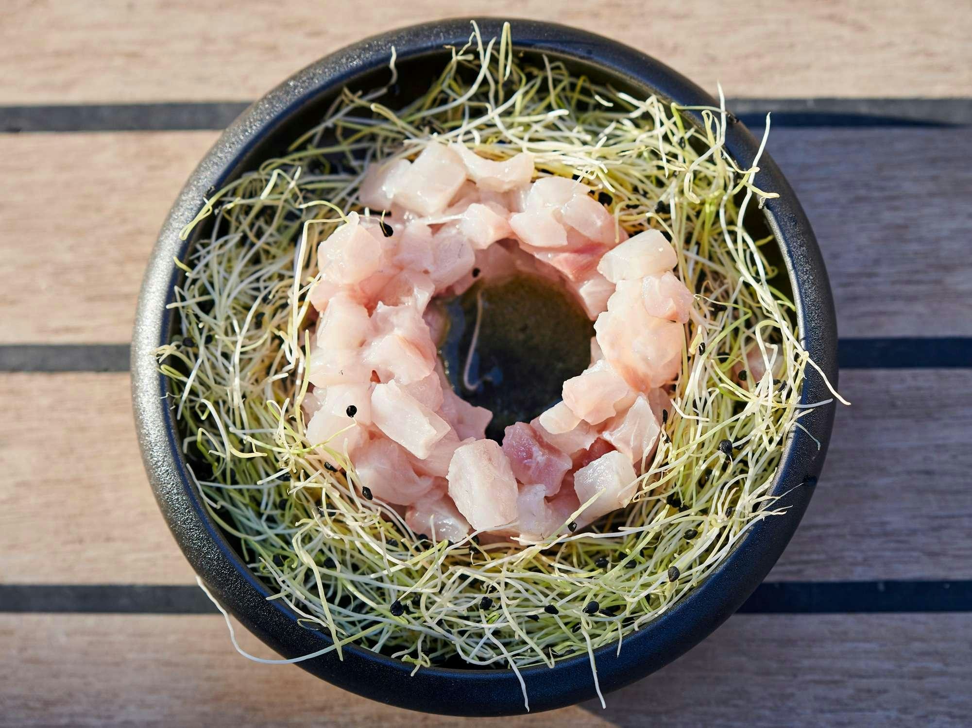 a plate of food aboard IDYLLE Yacht for Charter