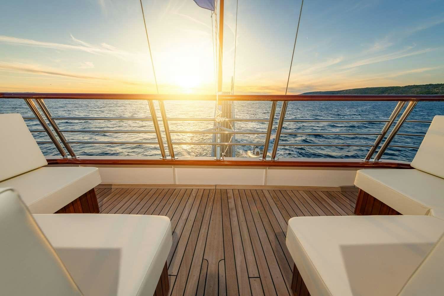 a deck overlooking the ocean aboard SON DE MAR Yacht for Charter