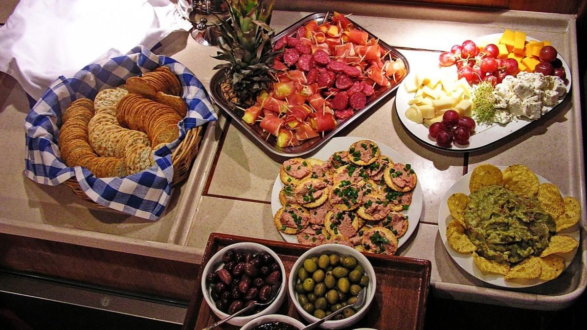 a table full of food aboard SHAITAN (65' SWAN) Yacht for Charter