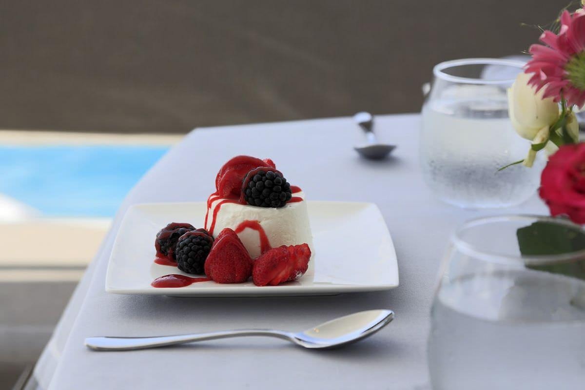 a plate of dessert aboard DANIELA II Yacht for Charter
