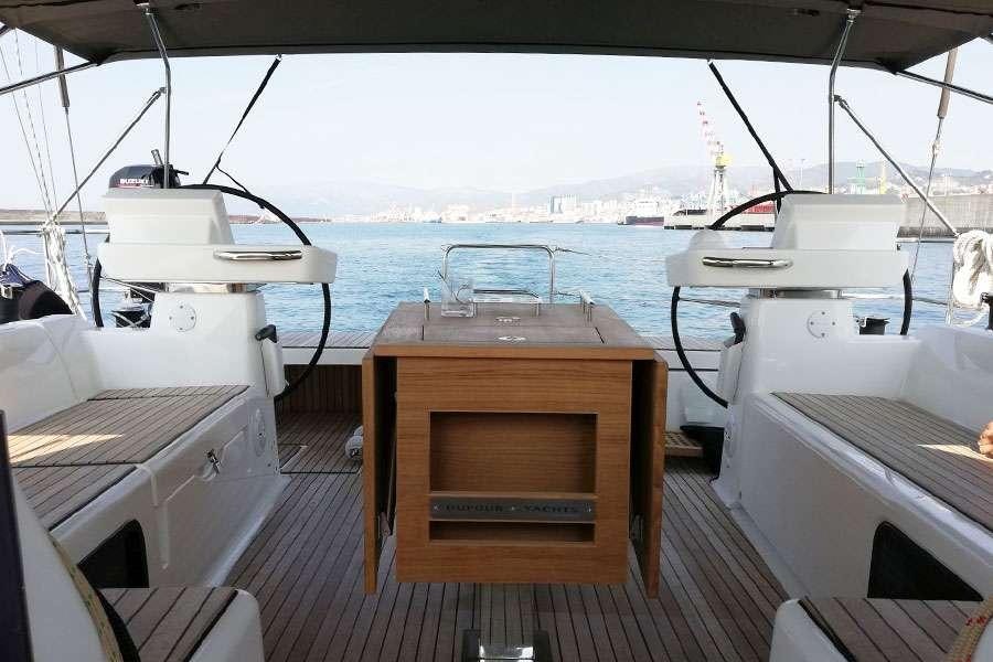 a boat on a deck aboard Euribia Yacht for Charter