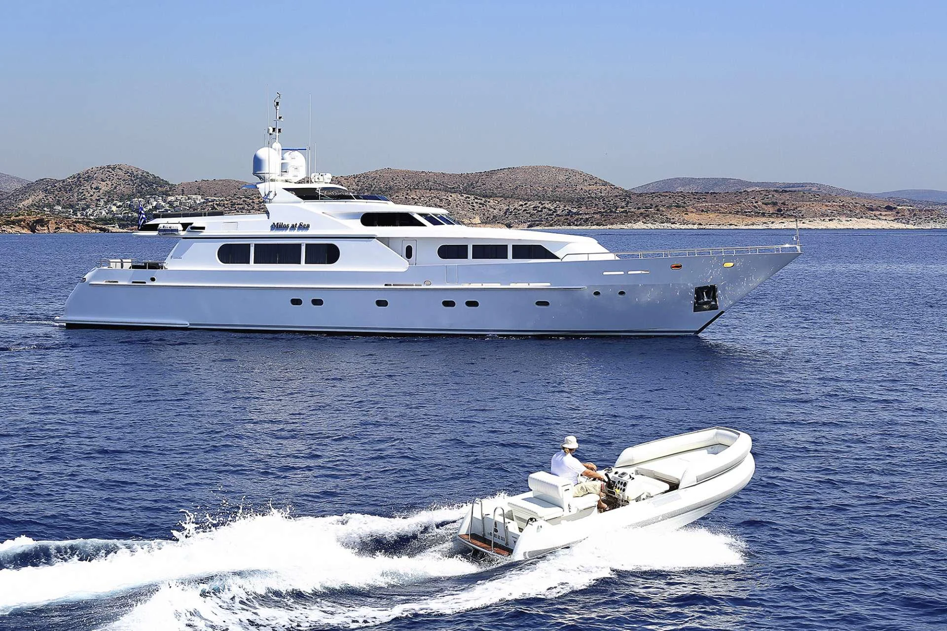a boat on the water aboard MILOS AT SEA Yacht for Charter