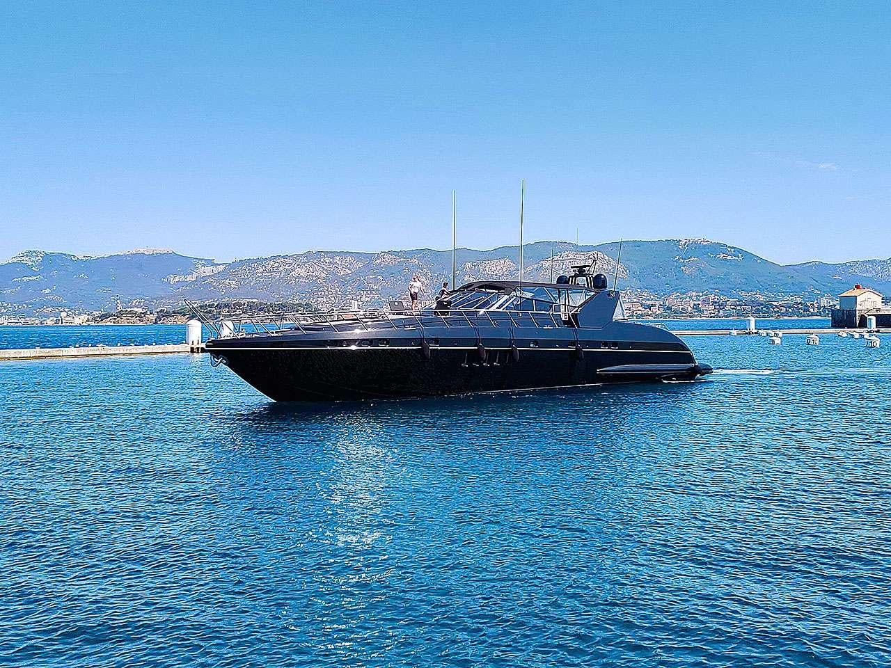 a boat in the water aboard MAMBA Yacht for Charter