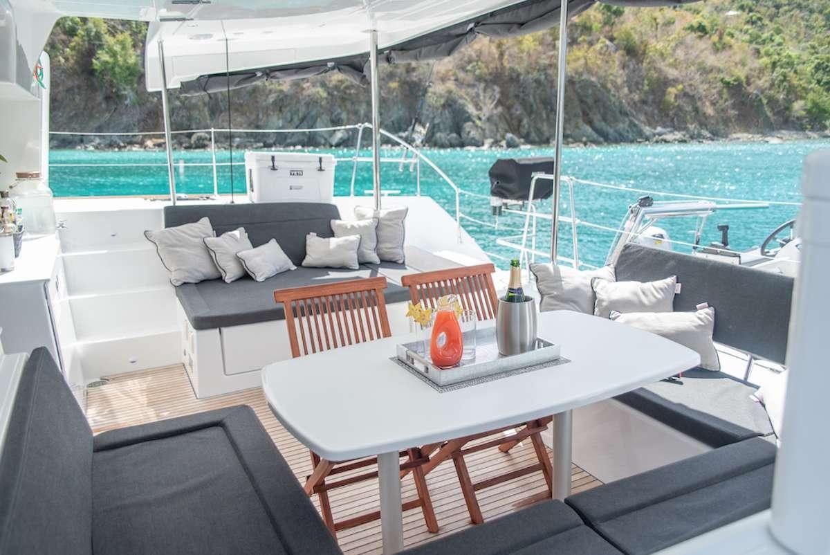 a table on a boat aboard FLOATATION THERAPY Yacht for Charter