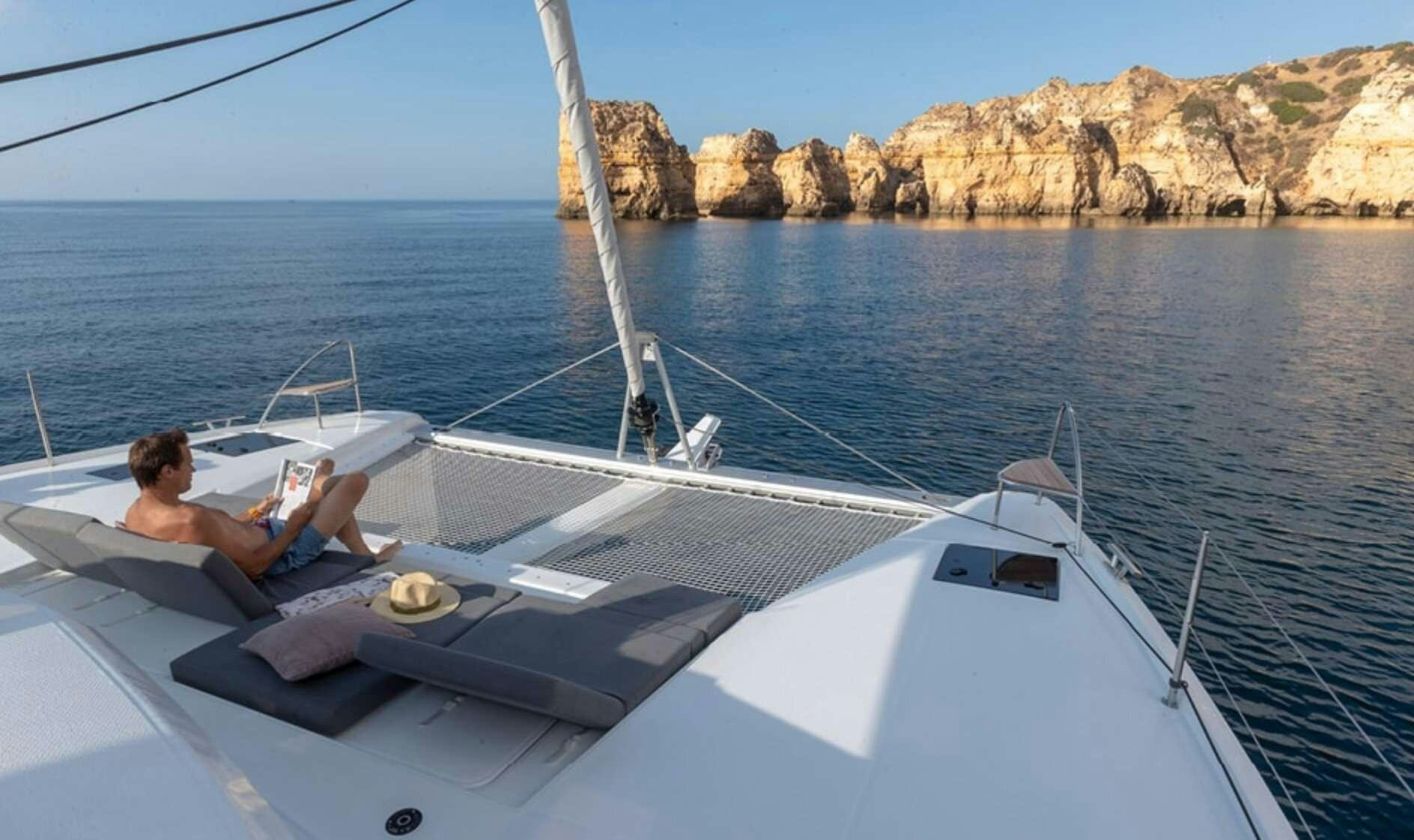 a person on a boat aboard Ruckus Yacht for Charter