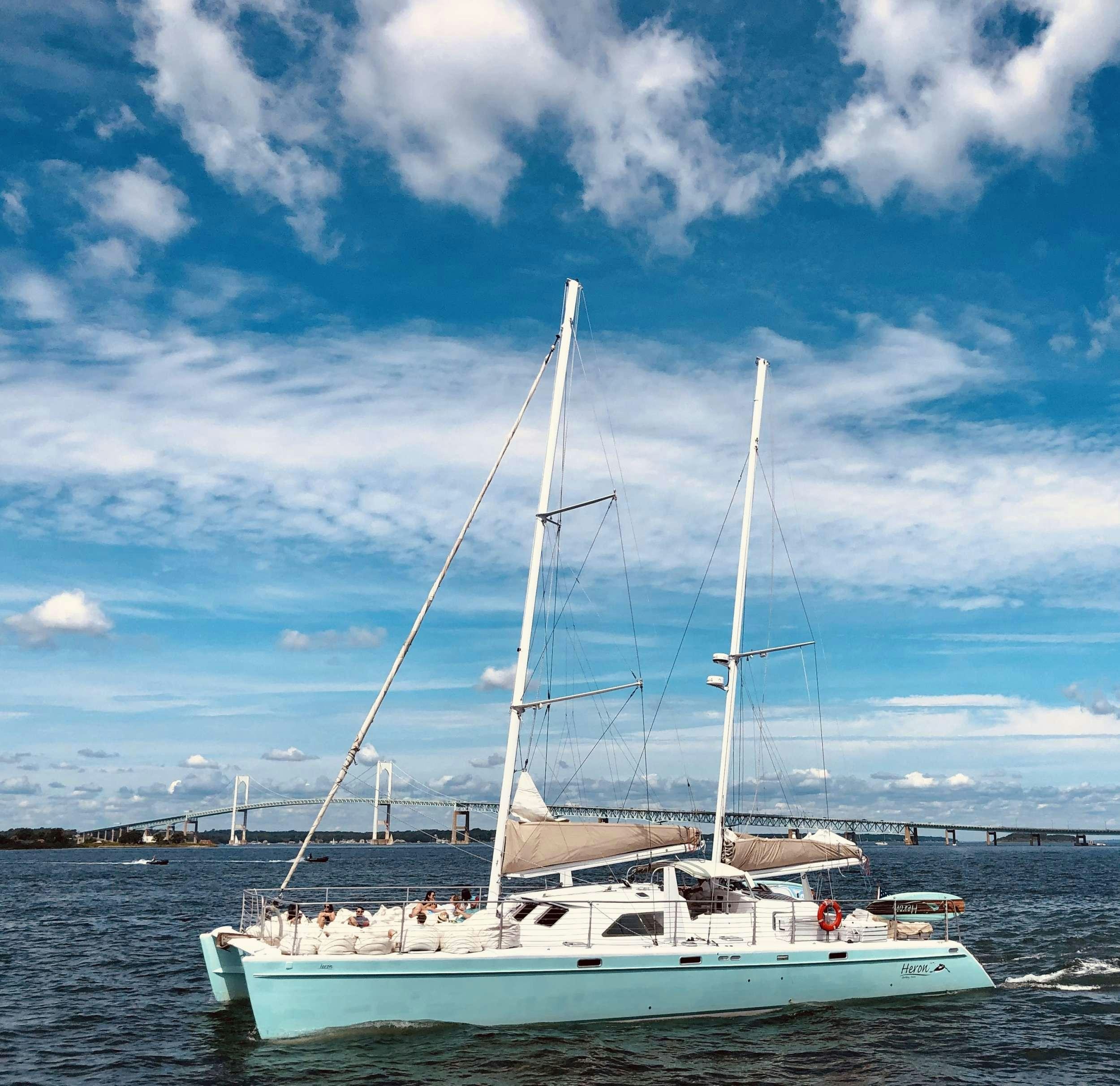 a boat on the water aboard HERON Yacht for Charter