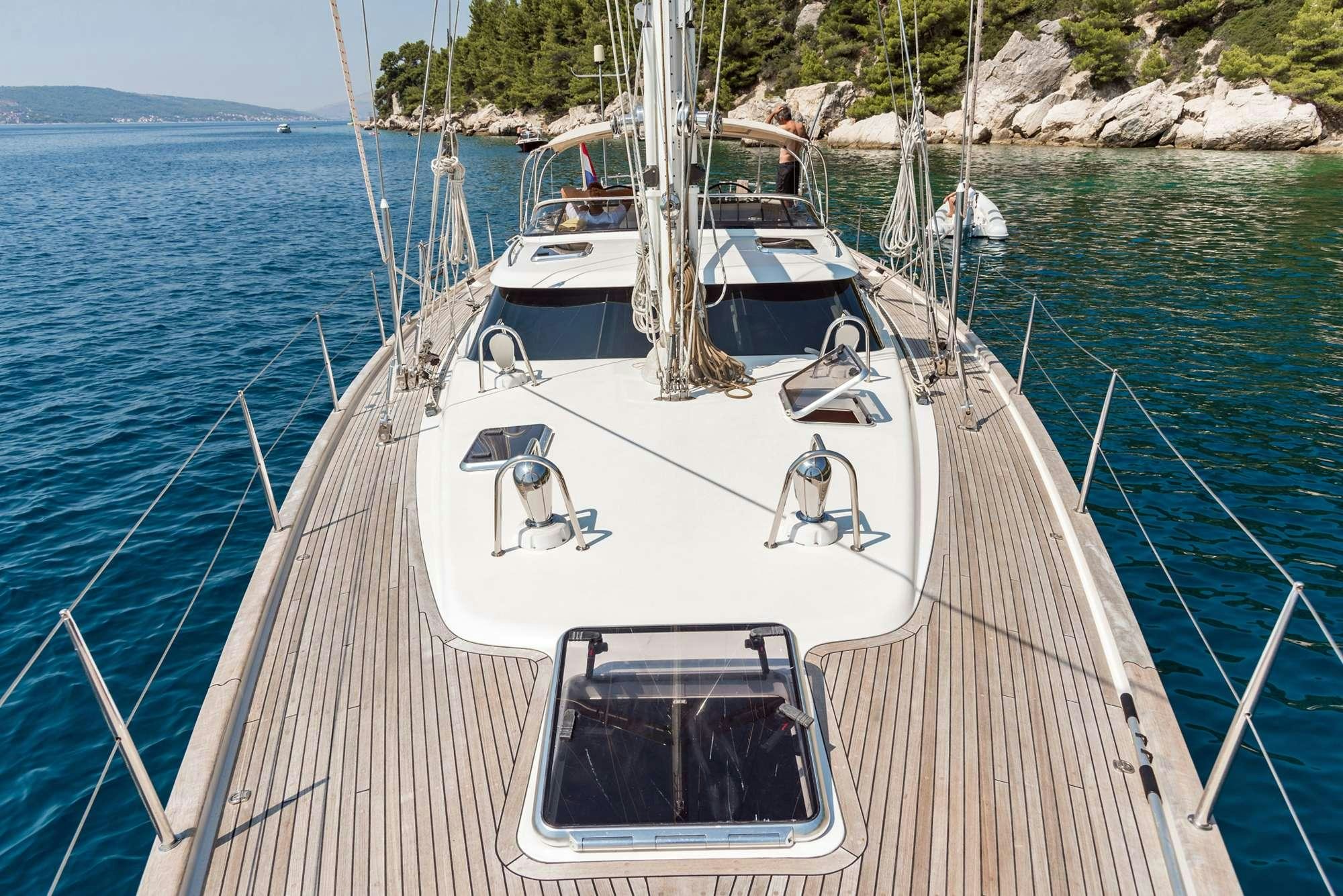 a boat on the water aboard LUNULATA  Yacht for Charter