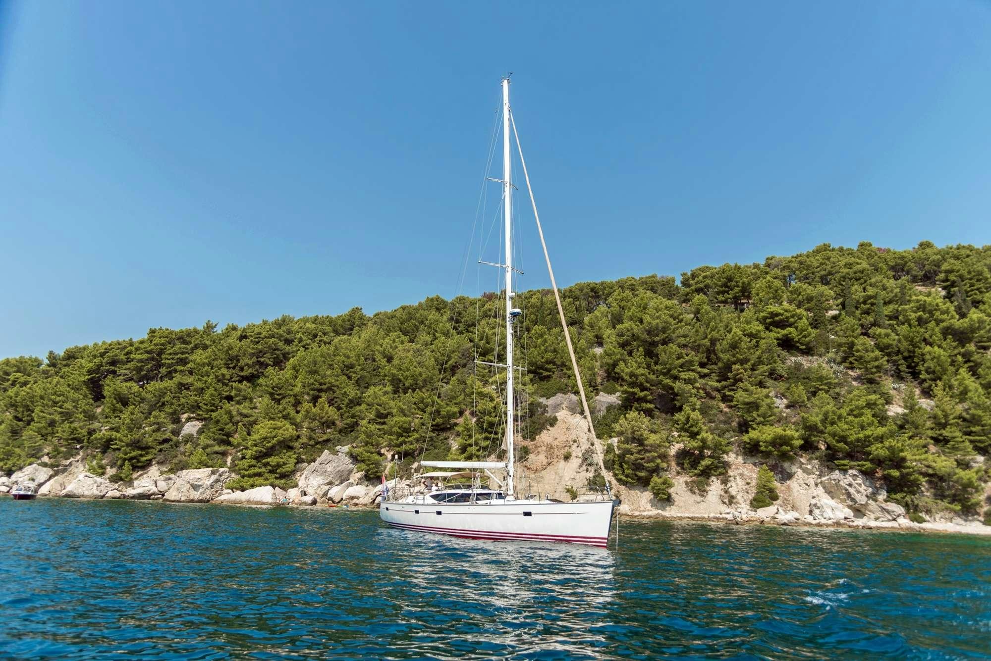 a sailboat on the water aboard LUNULATA  Yacht for Charter