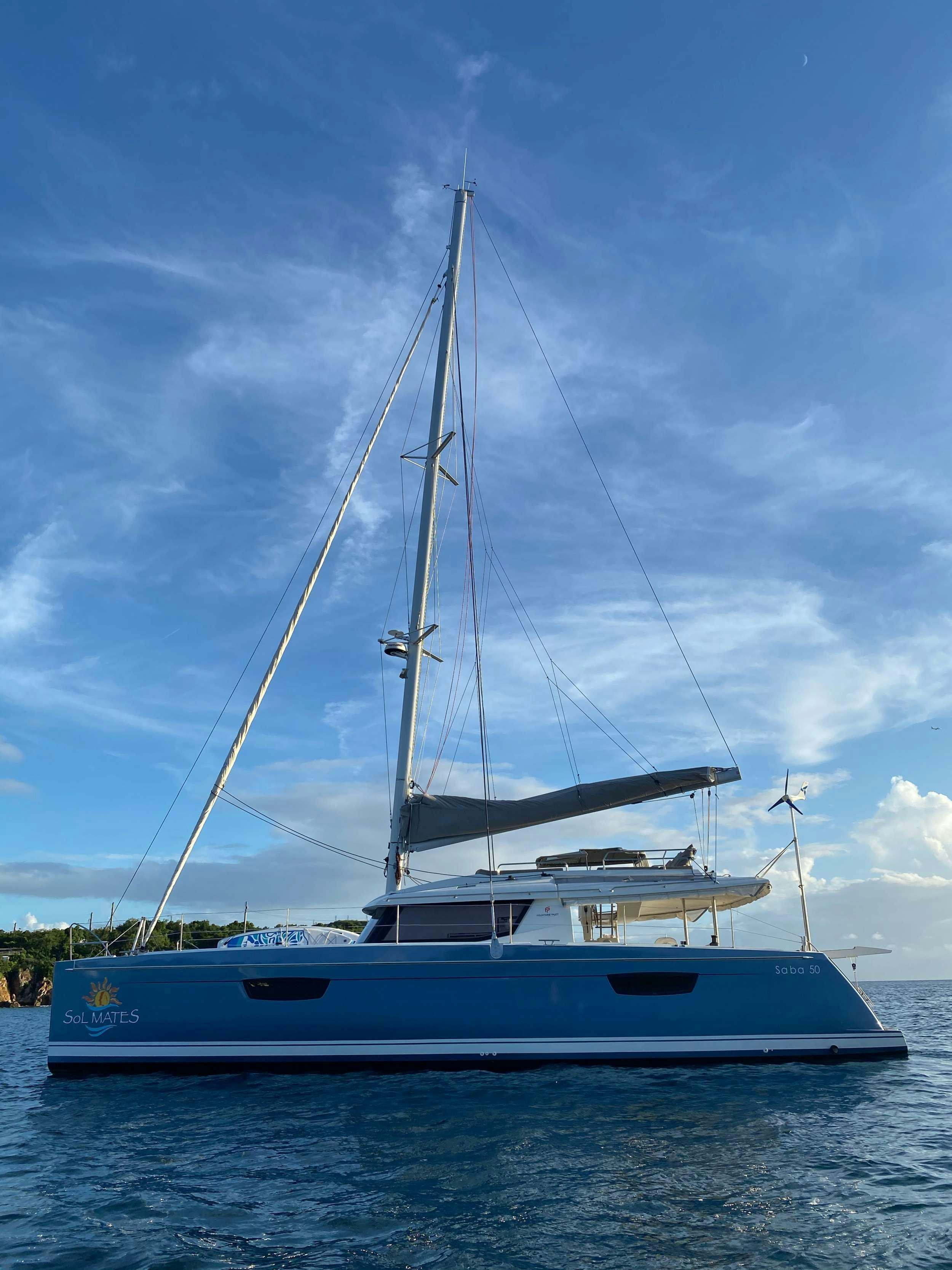 a boat on the water aboard Sol Mates Yacht for Charter