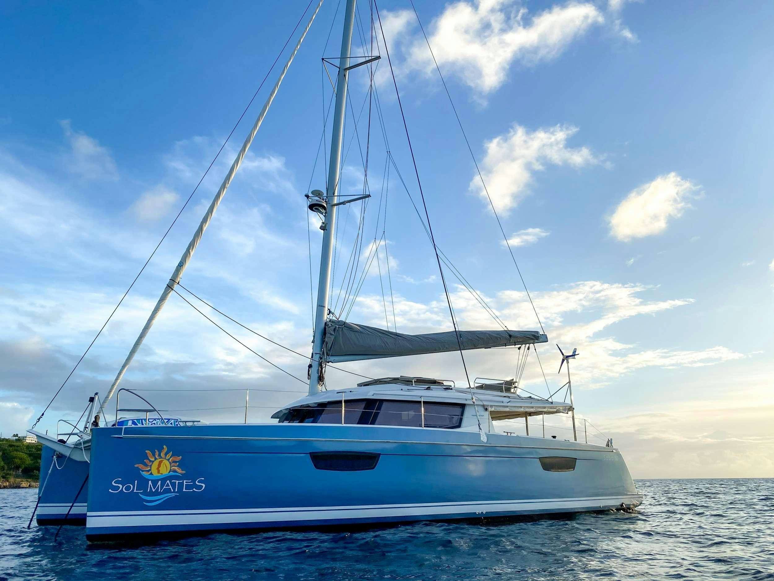a boat in the water aboard Sol Mates Yacht for Charter