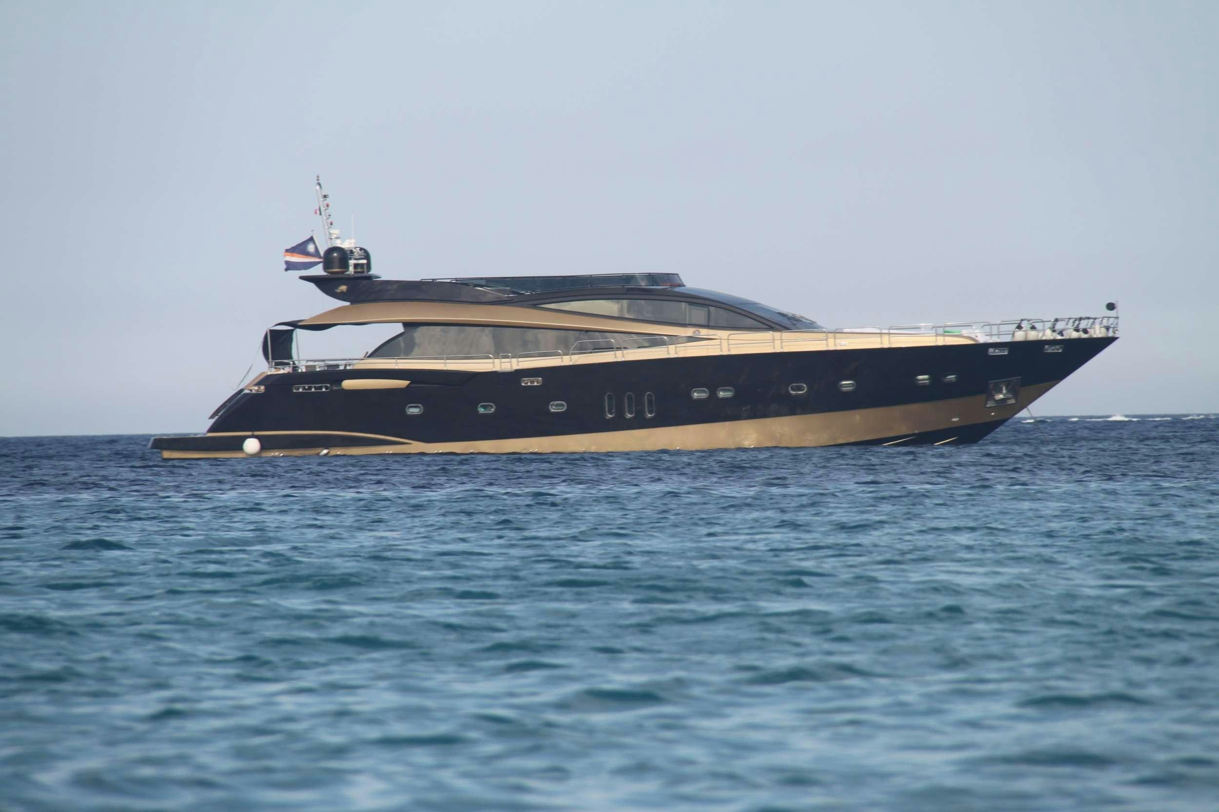 a large ship in the water aboard CLAREMONT Yacht for Charter