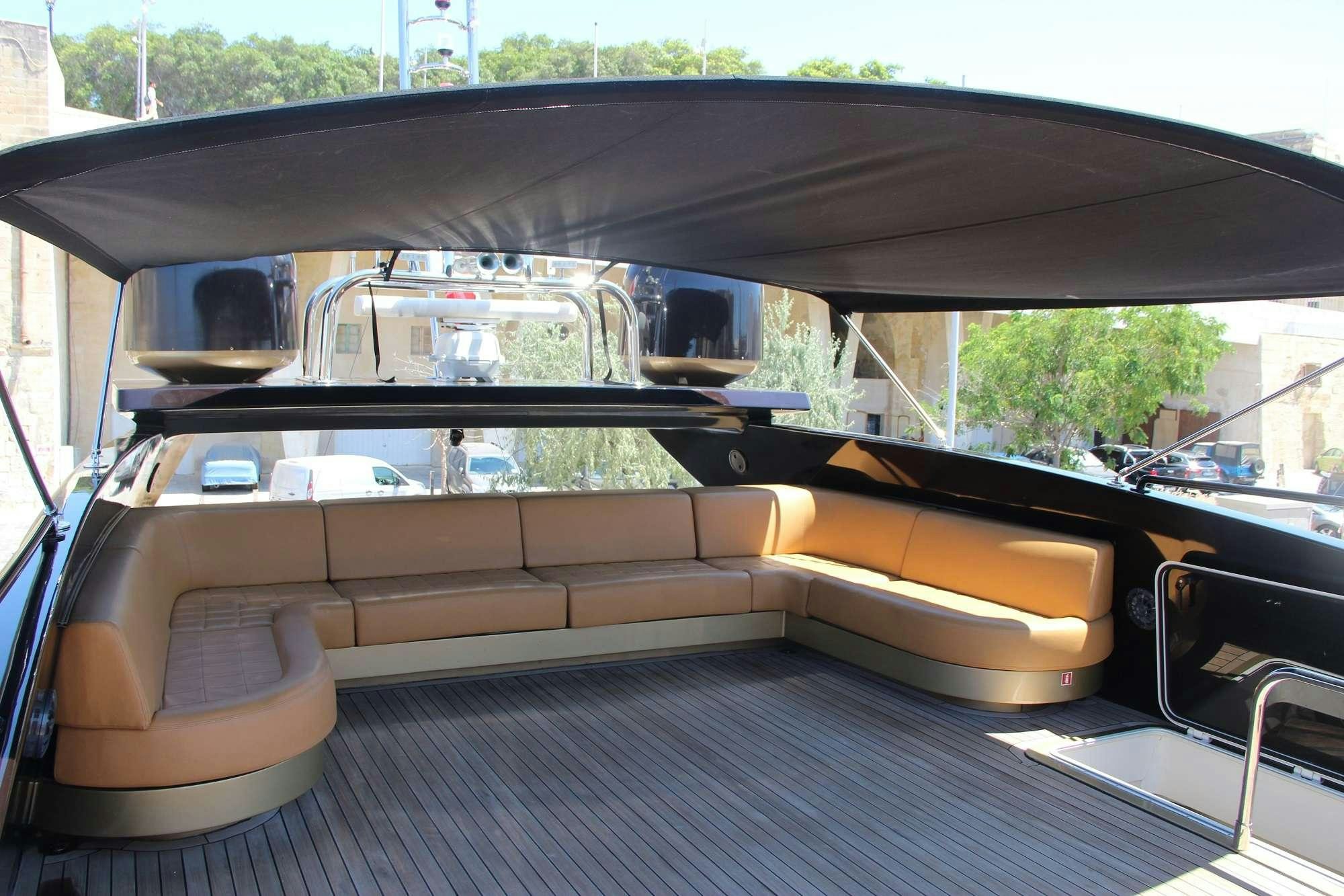 the inside of a car aboard CLAREMONT Yacht for Charter