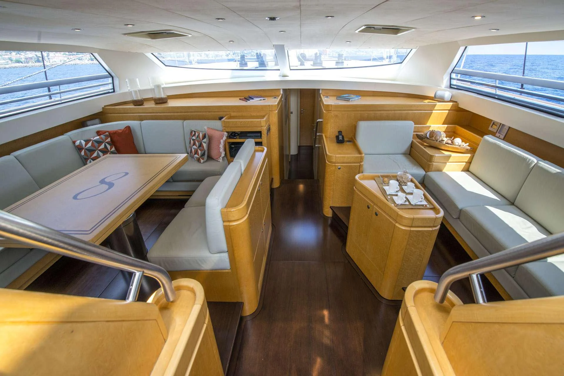 inside of a train aboard LADY 8 Yacht for Charter