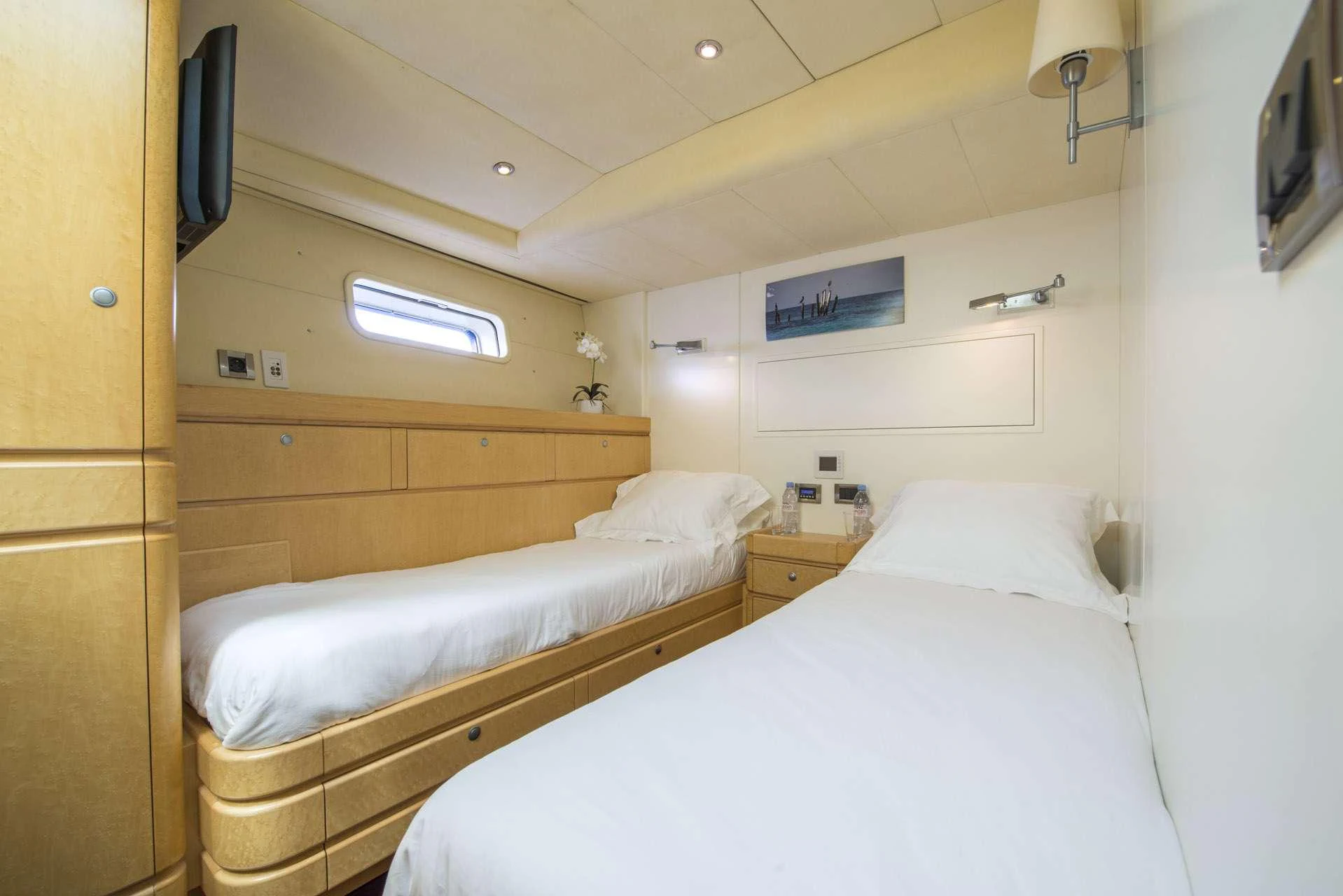 a room with two beds aboard LADY 8 Yacht for Charter