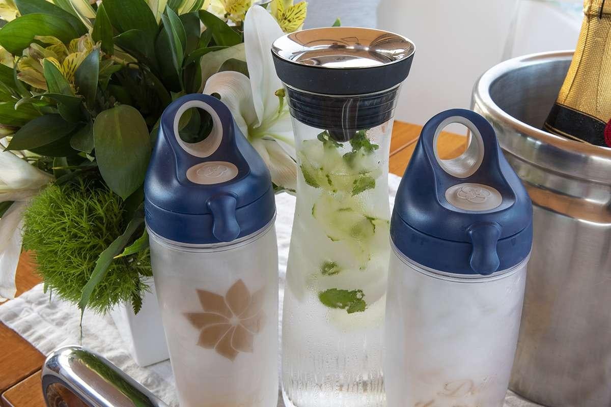 a group of vases sit on a table aboard DAMA DE NOCHE Yacht for Charter